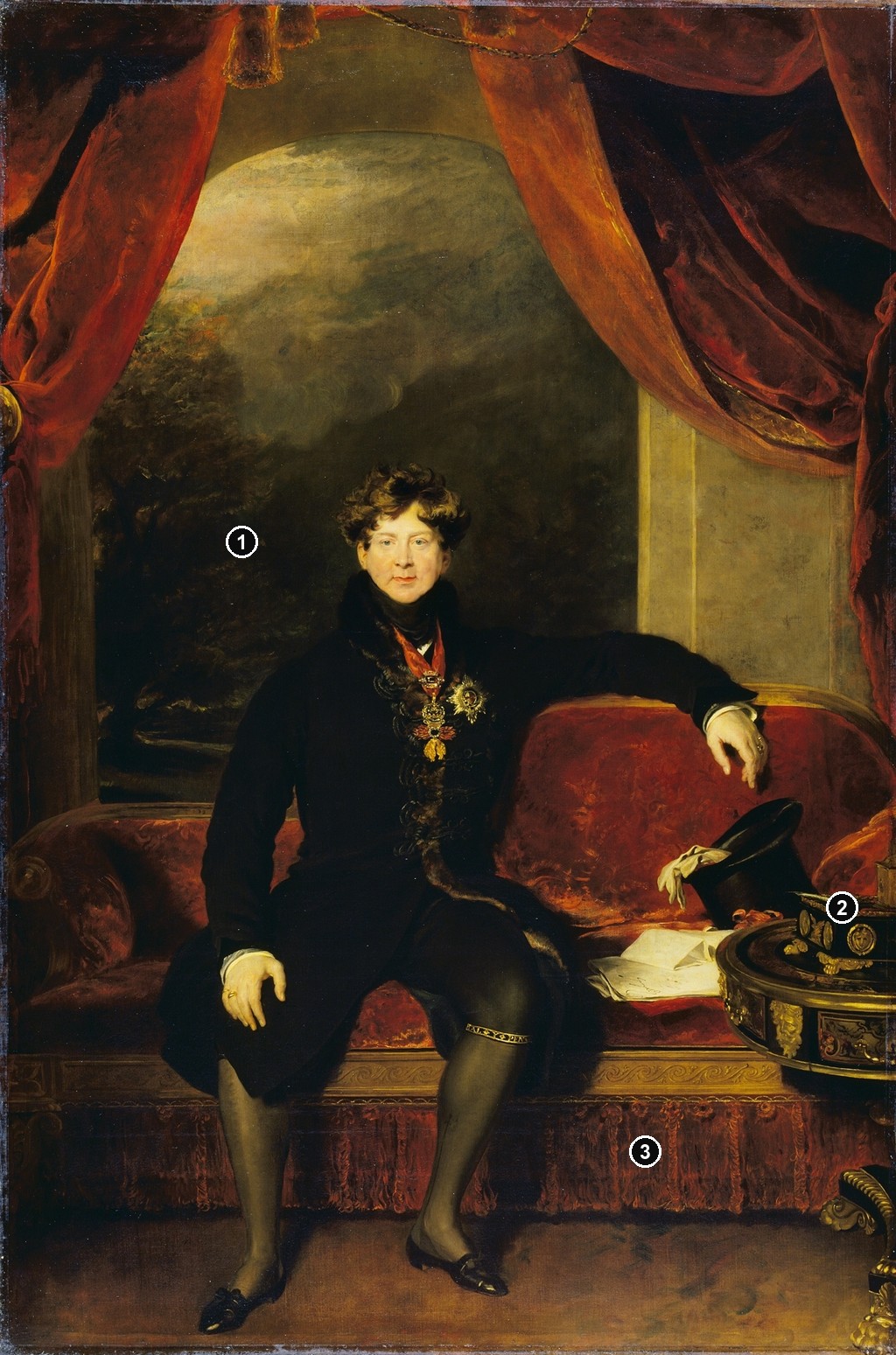 Annotated details from George IV by Thomas Lawrence